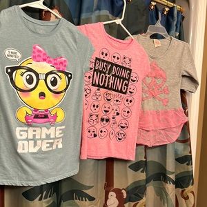 3 shirts bundle for girls tee shirts size 10/12. The emoji tops Children’s place